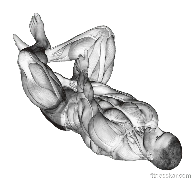 Reclining Lower Trunk Extensor Stretch, Male demonstration, Start