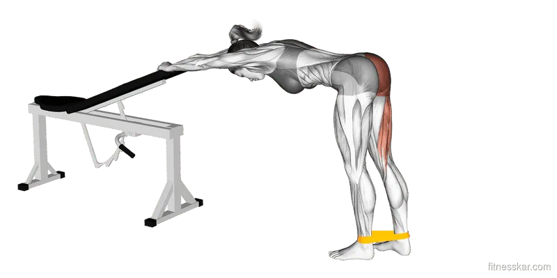Resistance Band One-Leg Kickback (Bent Position), Female demonstration, Start
