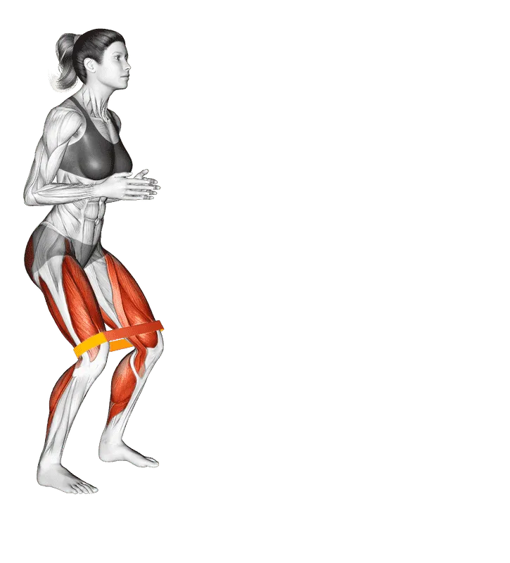 Resistance Band Walk, Female demonstration, Start