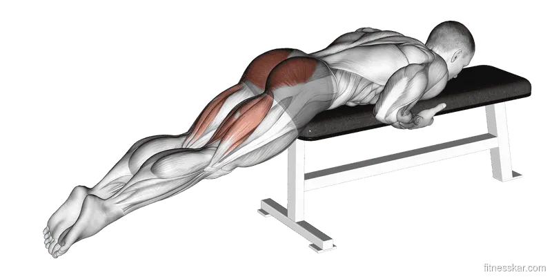 Reverse Hyper on Flat Bench, Male demonstration, Start
