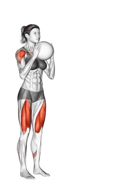 Sagittal Plane Lunge With Overhead Medicine Ball Press, Female demonstration, Start
