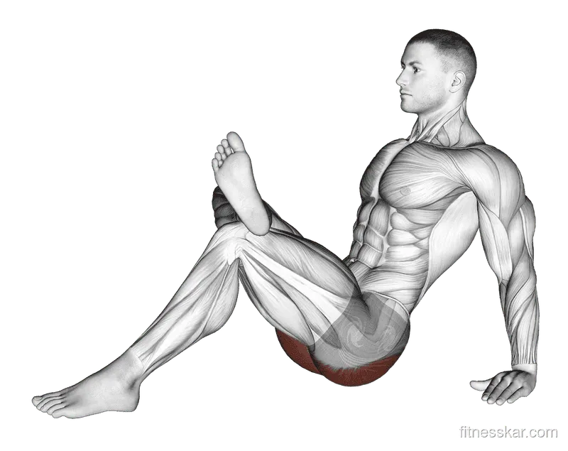 Seated Glute Stretch, Male demonstration, Start