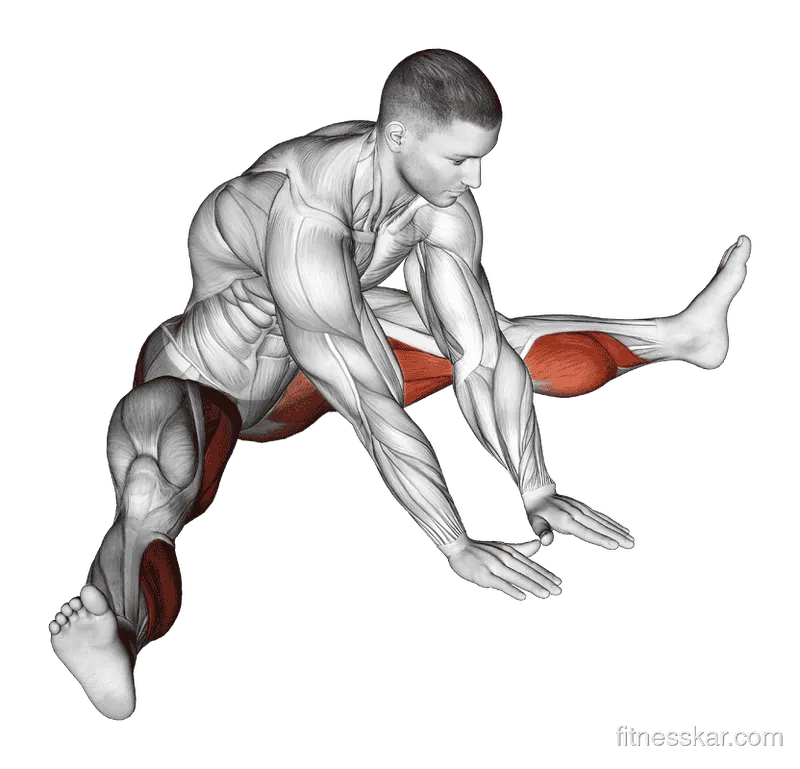 Seated Knee Flexor and Hip Adductor Stretch, Male demonstration, Start