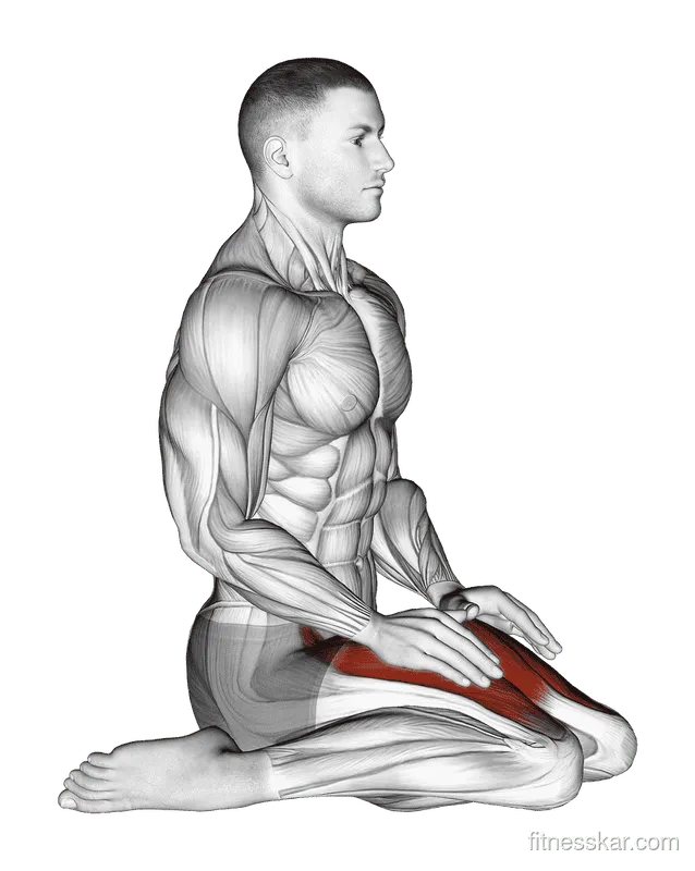 Seated Quadriceps Stretch, Male demonstration, Start