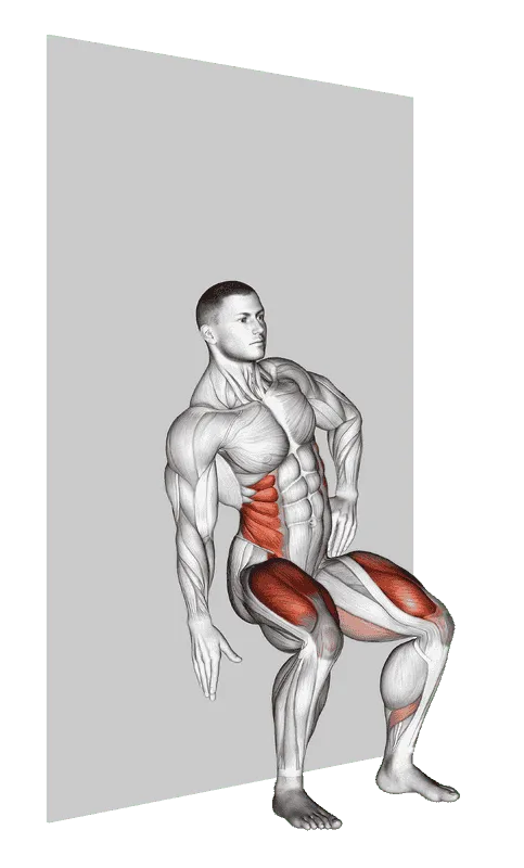 Seated Side Crunch (Wall), Male demonstration, Start