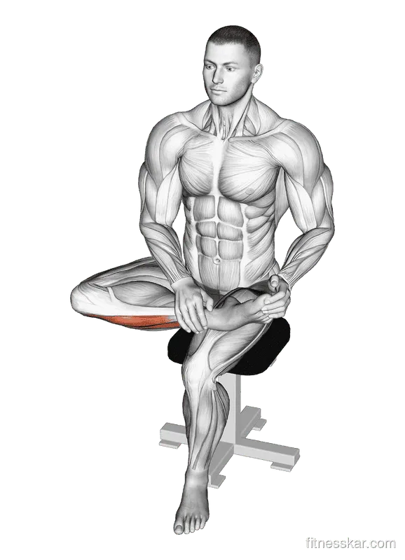 Seated Toe Extensor Stretch, Male demonstration, Start