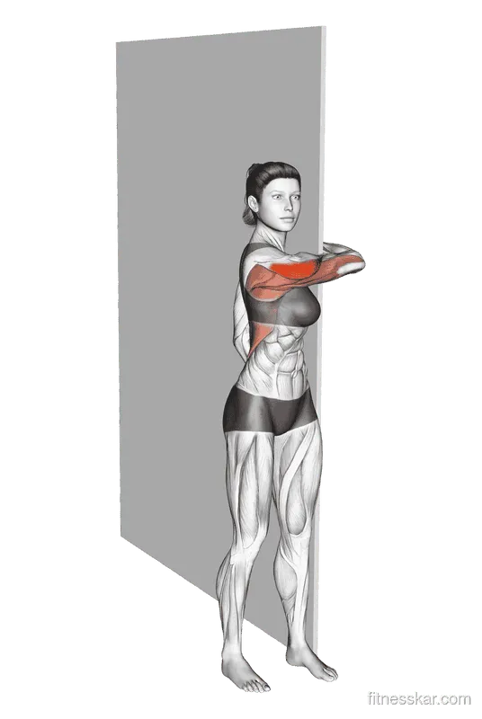 Shoulder Rotation Stretch, Female demonstration, Start