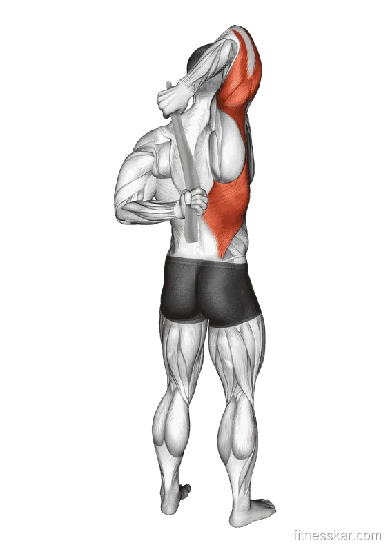 Shoulder Stretch with Towel Behind the Back, Male demonstration, Start