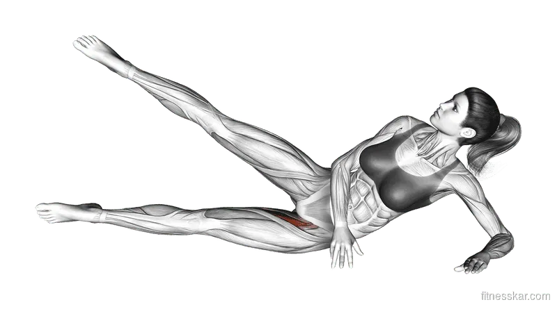 Side-Lying Feet Raise, Female demonstration, Start