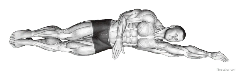 Side-Lying Floor Stretch, Male demonstration, Start