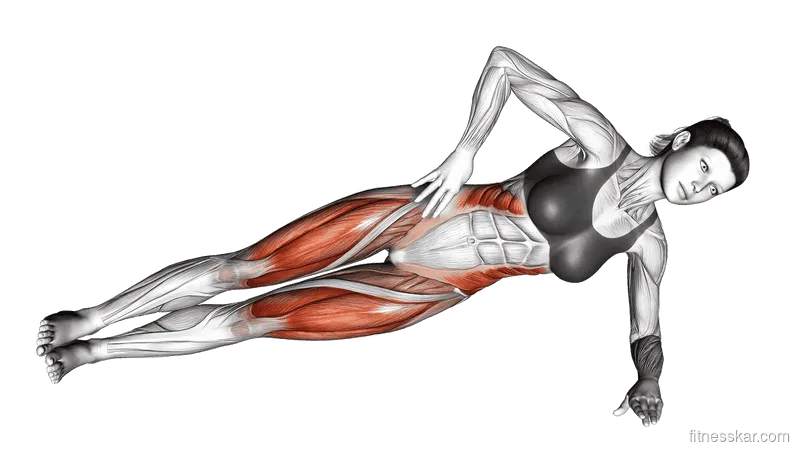 Side Bridge with Knee Tuck, Female demonstration, Start