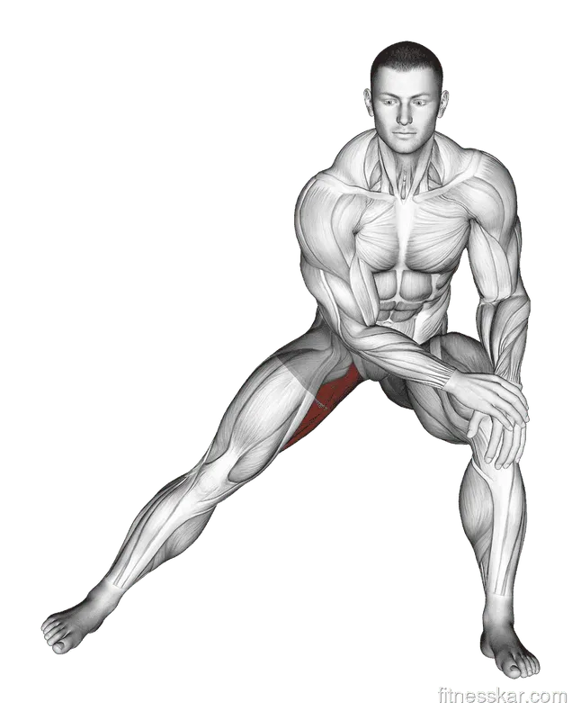 Side Lunge Adductor Stretch, Male demonstration, Start