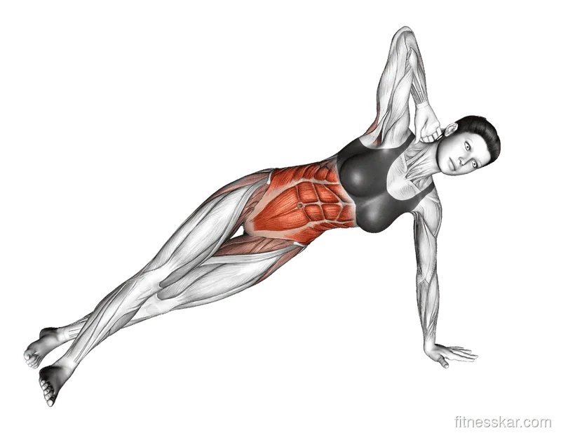 Side Stretch Crunch, Female demonstration, Start