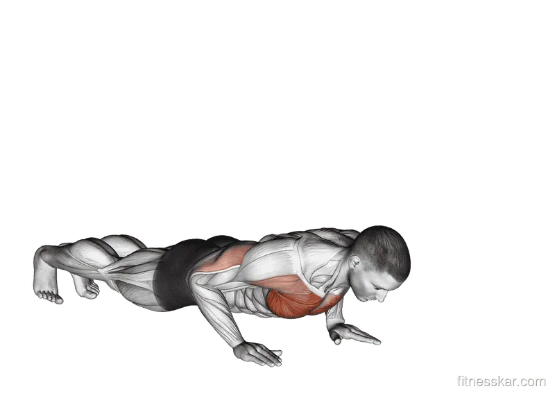 Single-Arm Push-Up with Arm Raise, Male demonstration, Start