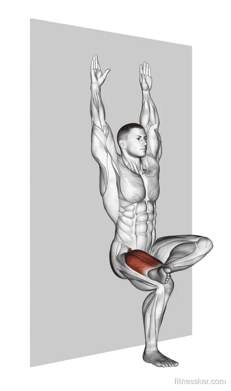 Single Leg Wall Sit, Male demonstration, Start