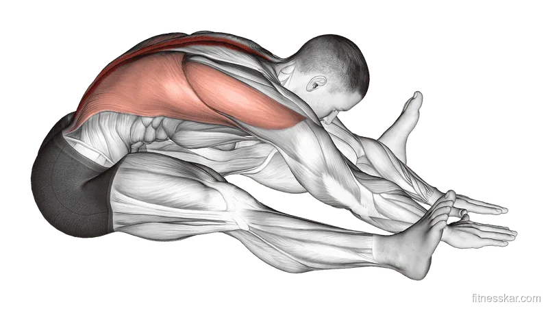 Sitting Bent-Over Back Stretch, Male demonstration, Start