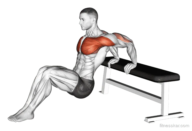 Sitting Shoulders Stretch on Bench, Male demonstration, Start