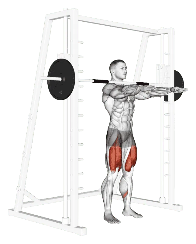 Smith Machine Frankenstein Squat, Male demonstration, Start