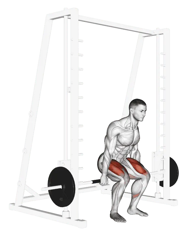Smith Machine Hack Squat, Male demonstration, Start
