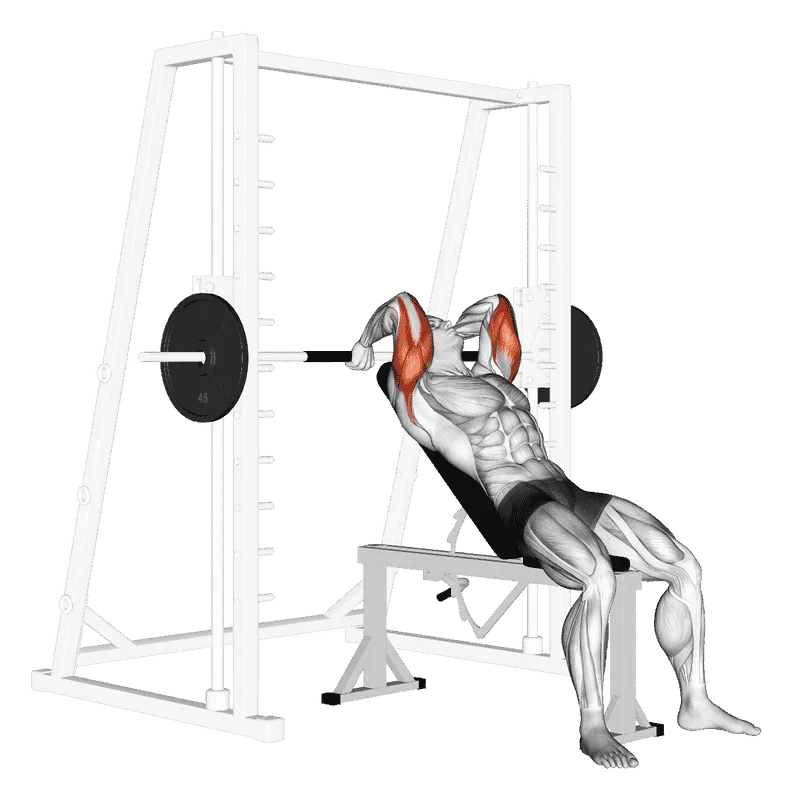 Smith Machine Incline Tricep Extension