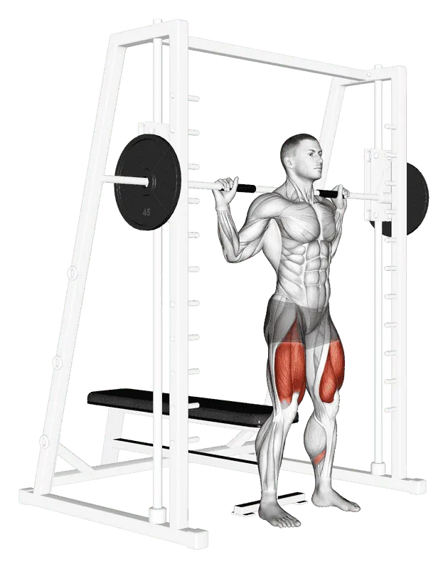 Smith Squat to Bench, Male demonstration, Start