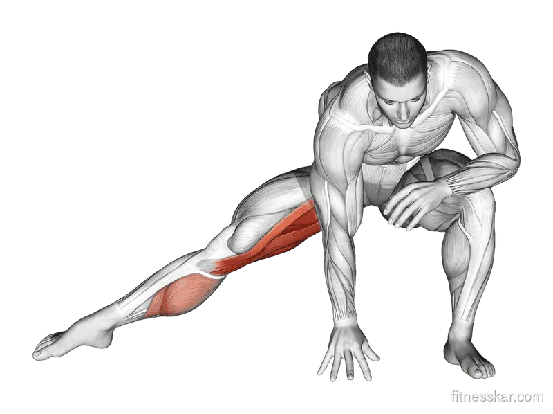 Standing Bent Knee Hip Adductor Stretch, Male demonstration, Start