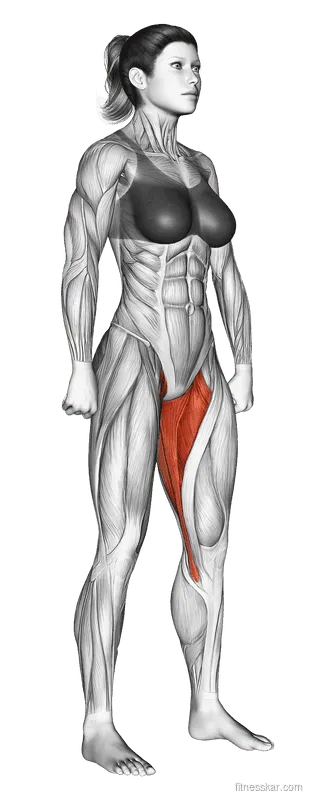 Standing Hip Adduction, Female demonstration, Start