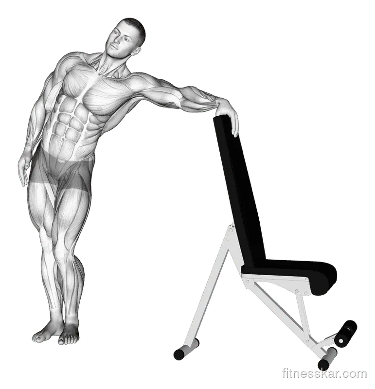 Standing Hip Out Adductor Stretch, Male demonstration, Start