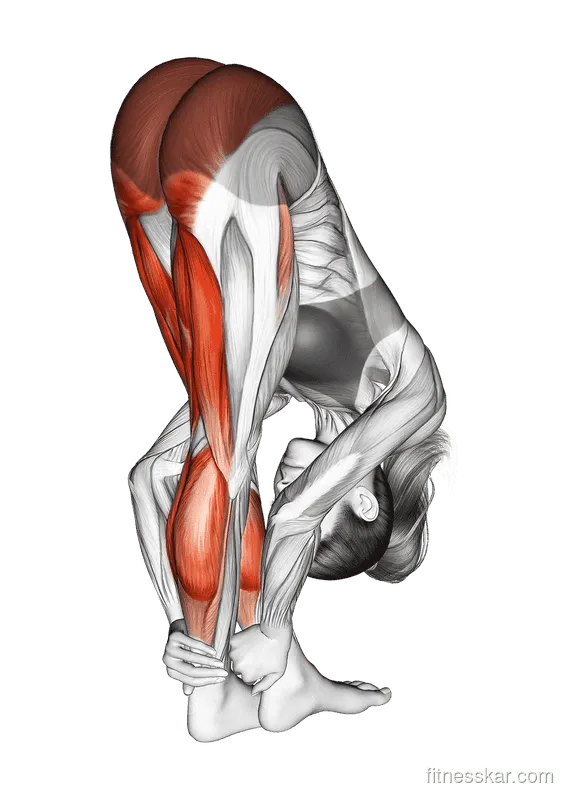 Standing Reach Down Hamstring Crossed Legs Stretch, Female demonstration, Start