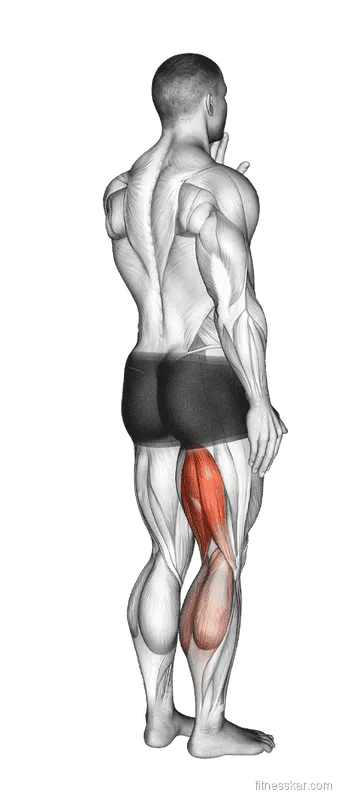 Standing Single Leg Curl, Male demonstration, Start
