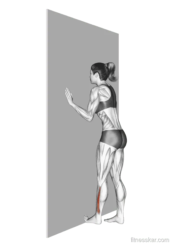 Standing Toe Flexor Stretch, Female demonstration, Start