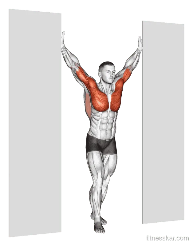 Standing Upright Shoulders Stretch, Male demonstration, Start