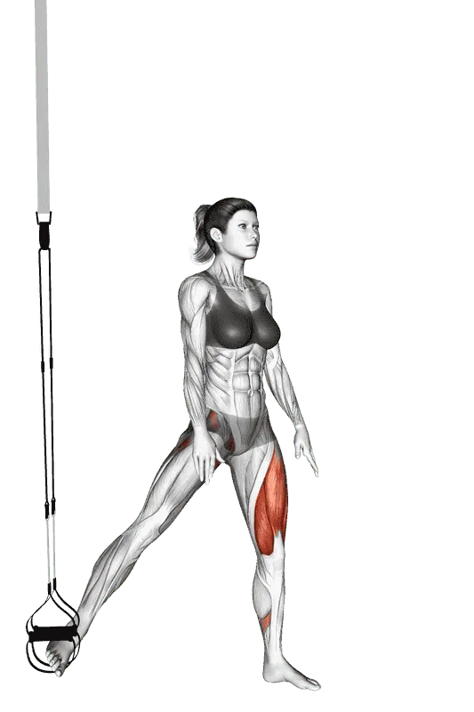 Suspender Abduction Lunge, Female demonstration, Start
