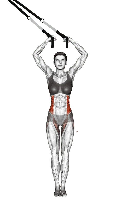 Suspender Side Bend, Female demonstration, Start