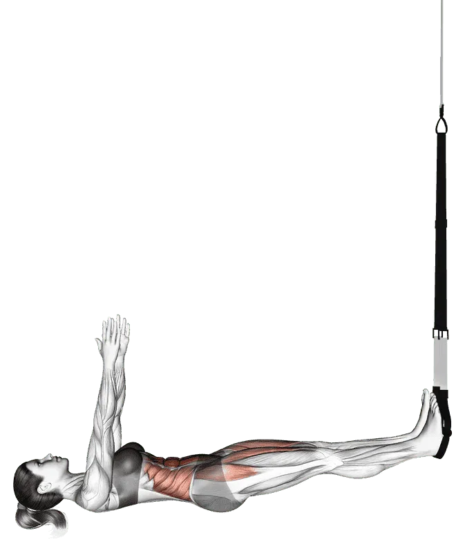 Suspender Sit-Up, Female demonstration, Start