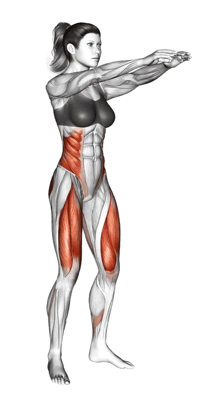 Twist Squat, Female demonstration, Start