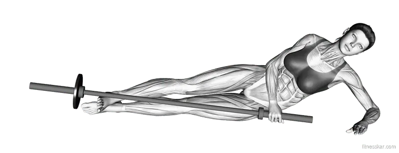 Weighted Lying Hip Abduction, Female demonstration, Start