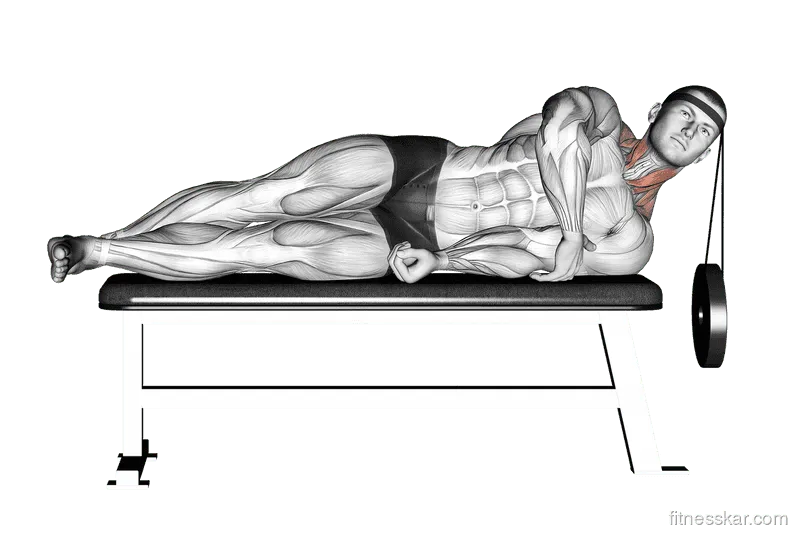 Weighted Lying Side Neck Lift, Male demonstration, Start